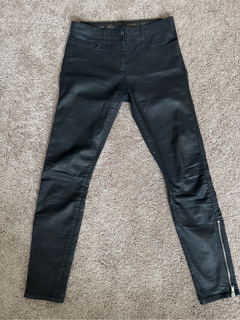 GAP Black Khakis Biker Coated Skinny Pants